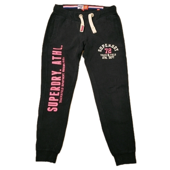 Superdry Women's Track And Field Joggers Sweatpants Pants Black Size M - Picture 1 of 16